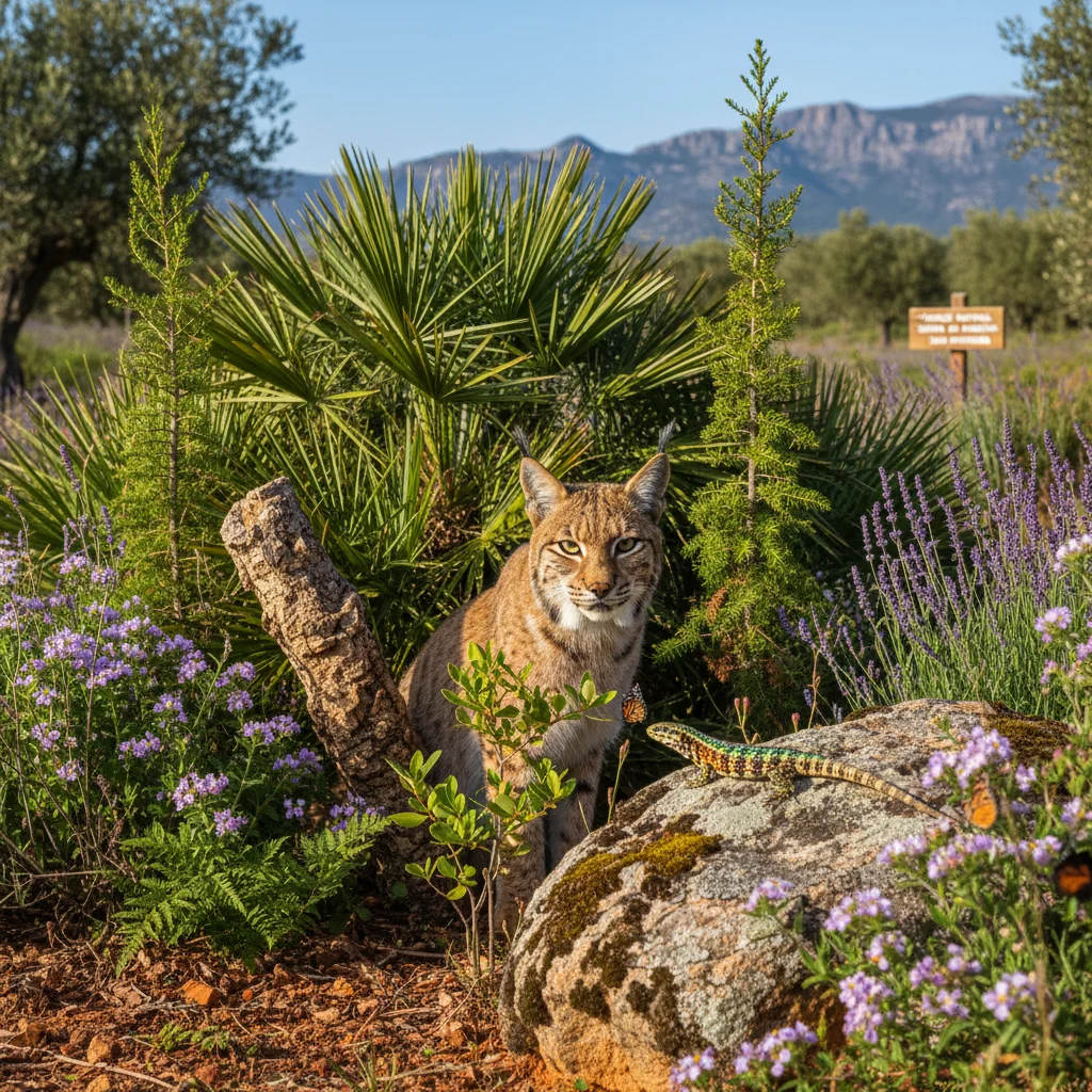 Flora y fauna diversa en un ecosistema protegido español