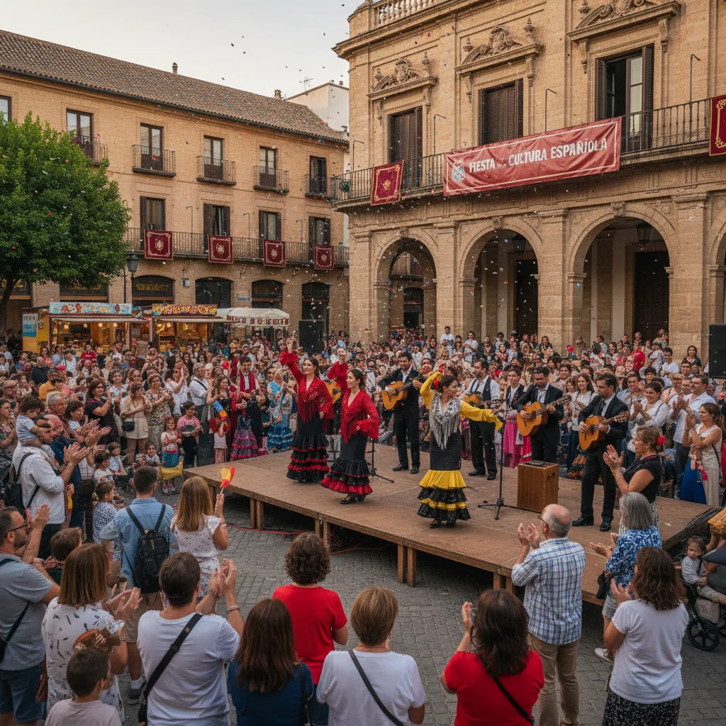 Público disfrutando de una festividad tradicional española, ilustrando la difusión y el disfrute comunitario del patrimonio cultural.