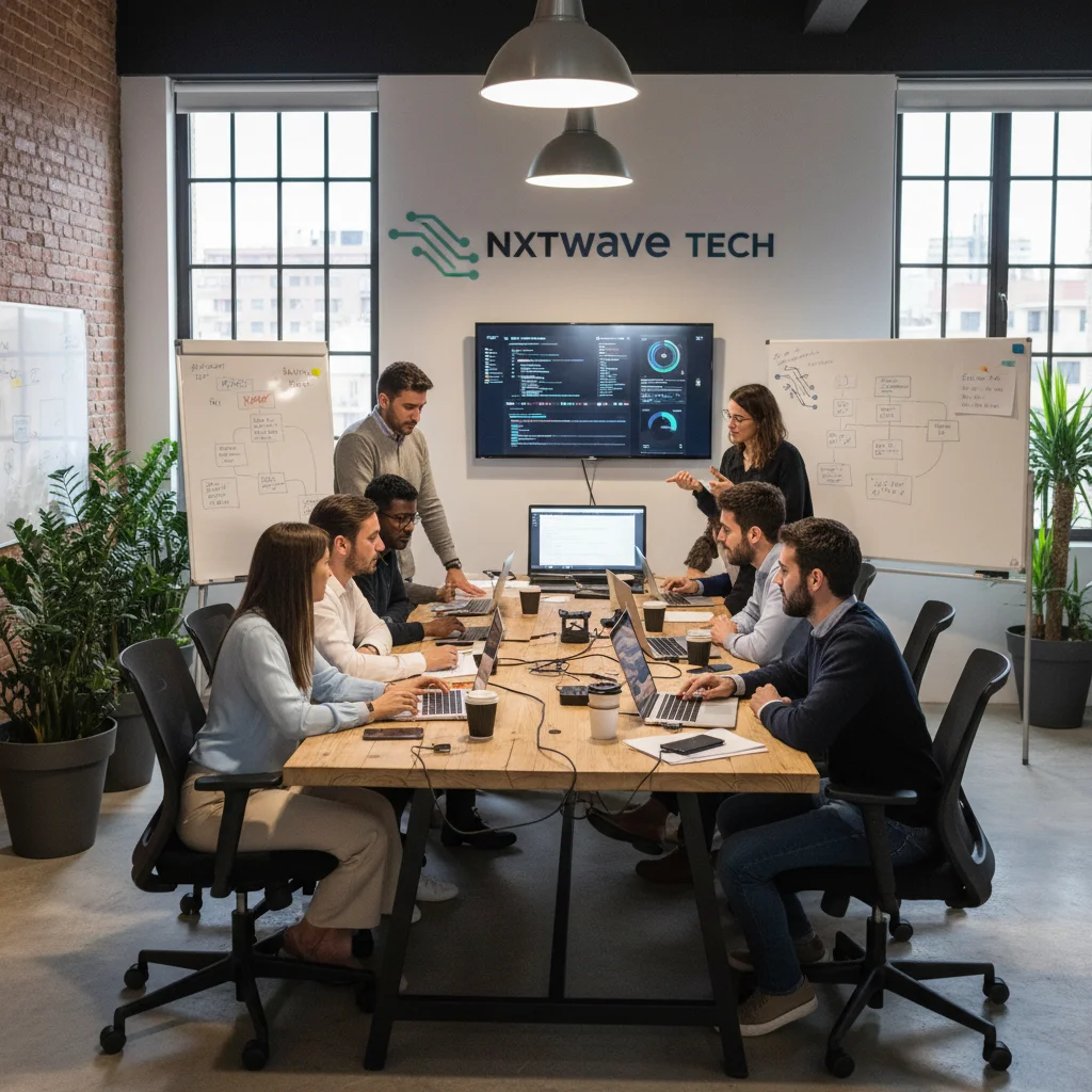 Equipo de profesionales tecnológicos españoles colaborando en un entorno moderno e innovador.