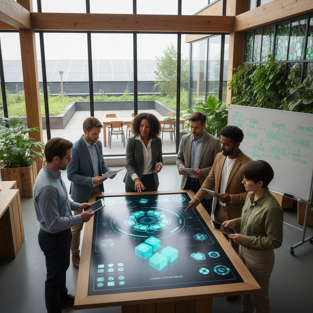 Profesionales colaborando en estrategias de economía circular y diseño sostenible