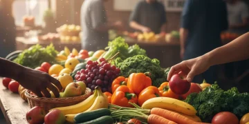Variedad de frutas y verduras frescas, simbolizando la abundancia y la prevención del desperdicio alimentario en España.