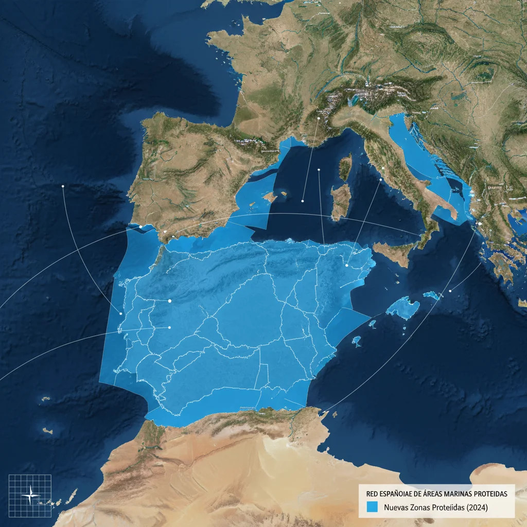 Mapa conceptual de las nuevas reservas marinas protegidas en España