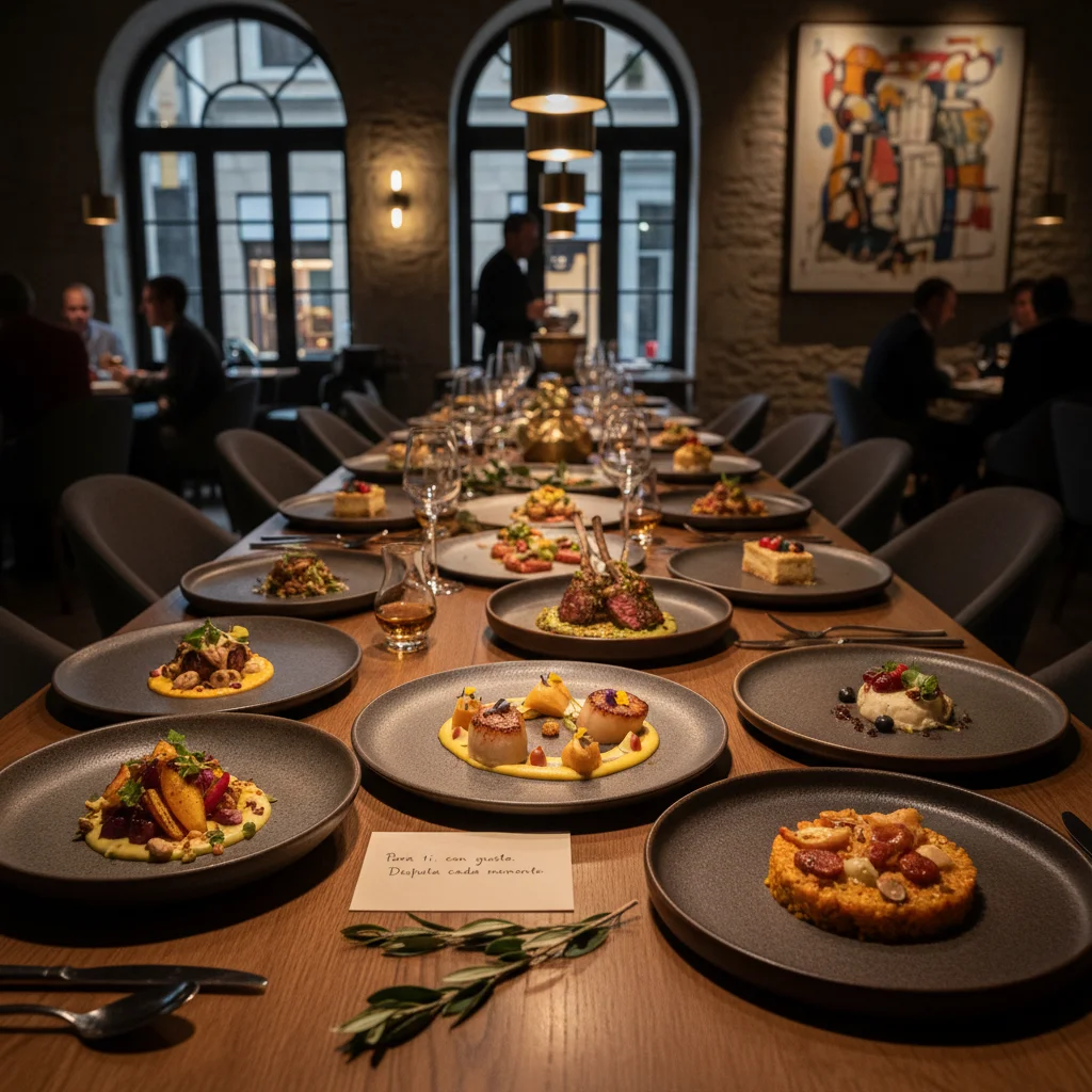 Menú degustación personalizado en un restaurante español, destacando la experiencia culinaria adaptada al cliente.