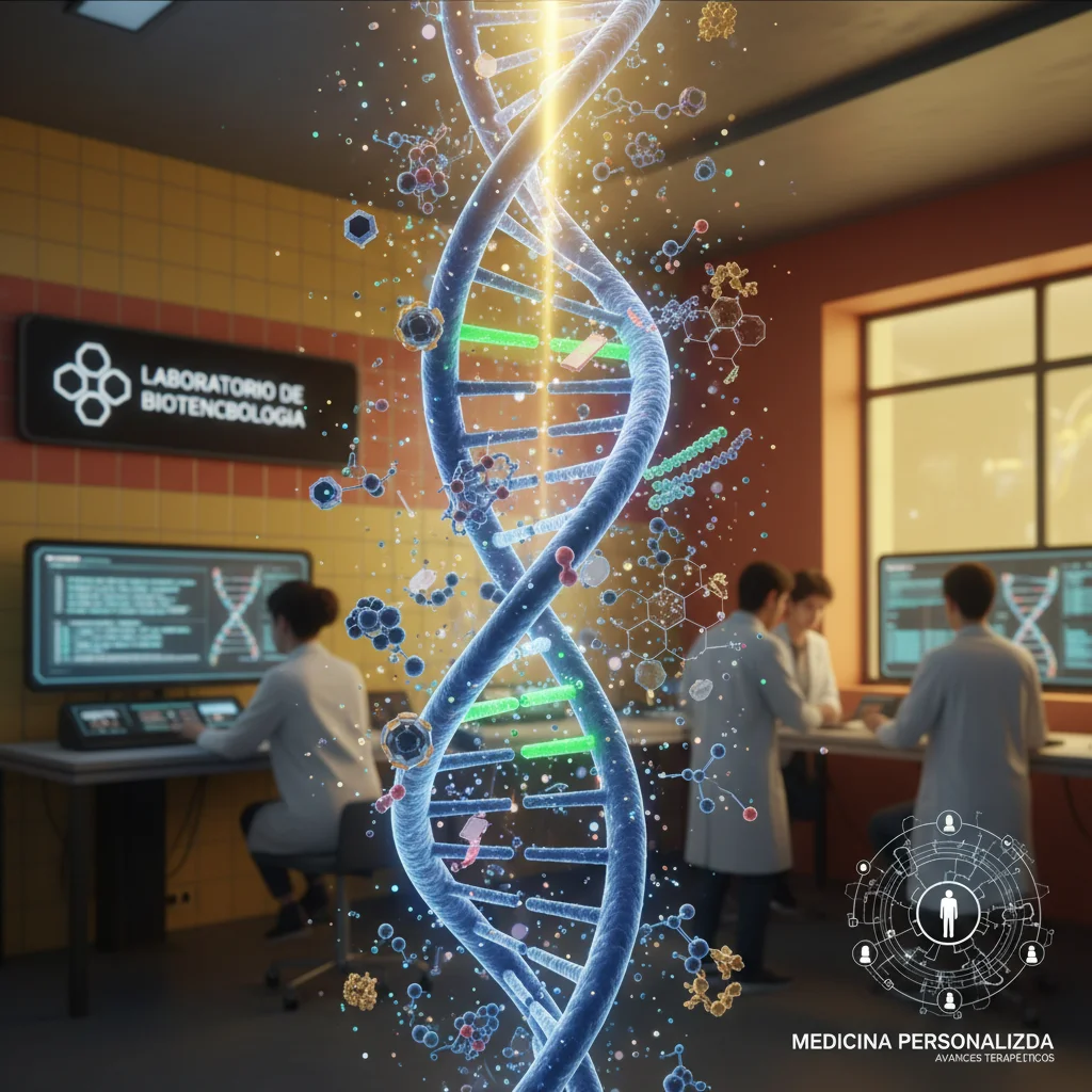 Ilustración de la terapia génica avanzada española para enfermedades neurodegenerativas, un hito médico de 2026.