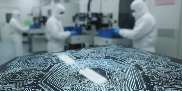 Advanced microchip in a U.S. semiconductor manufacturing facility