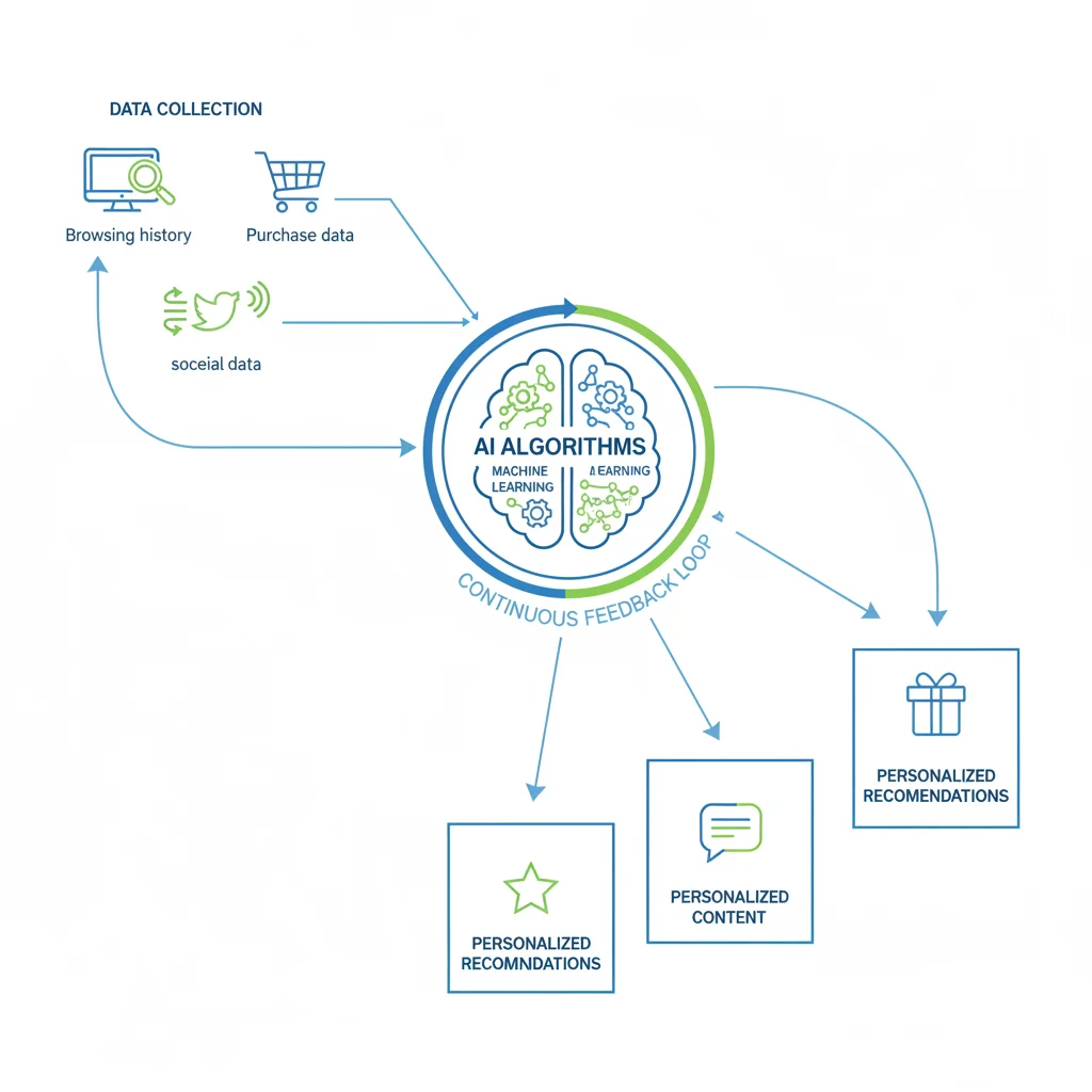 Infographic illustrating data flow in AI personalization system