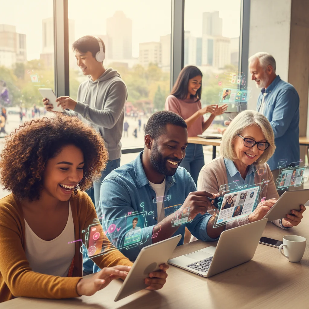 Diverse U.S. consumers engaging with personalized digital content