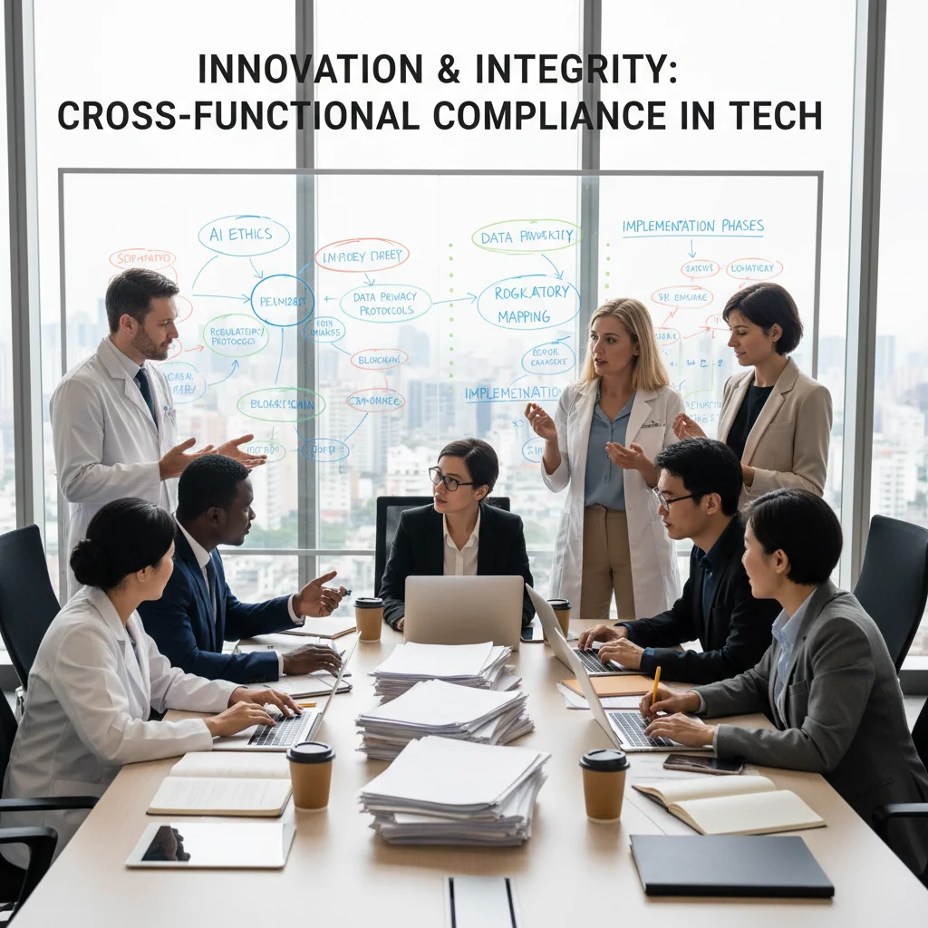 Cross-functional team developing emerging technology compliance strategy