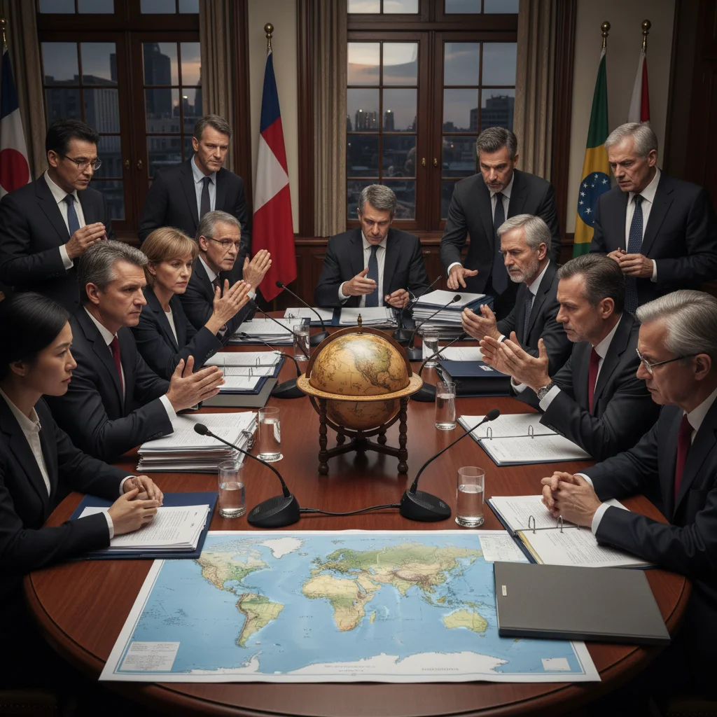 Diplomatic negotiations on international trade and climate change policies