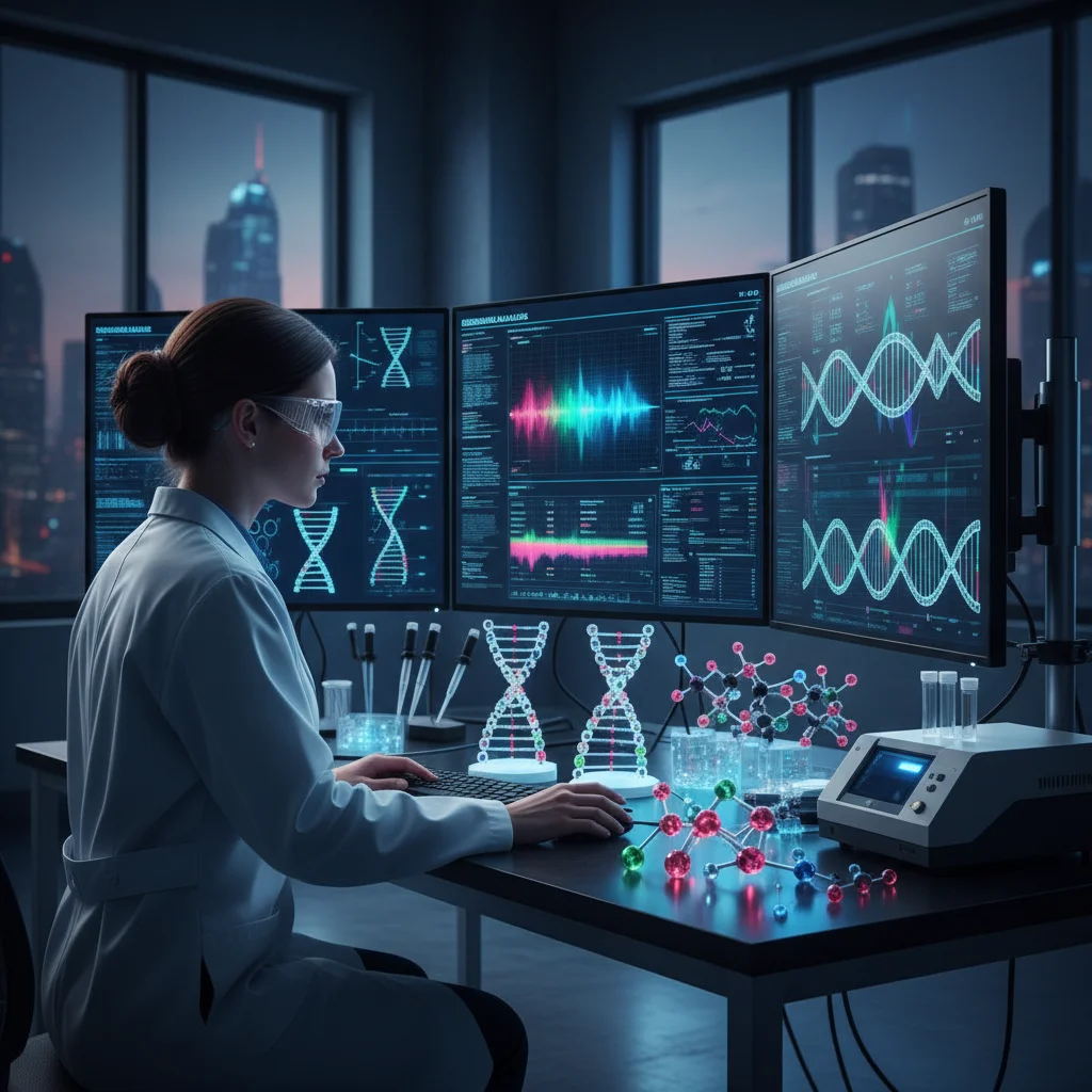 Scientist analyzing genetic data for personalized medicine