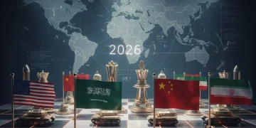 Geopolitical chessboard representing global affairs and national security