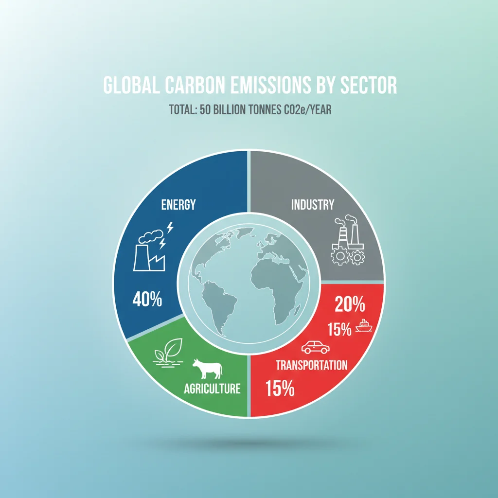 Infographic showing global carbon emissions by sector