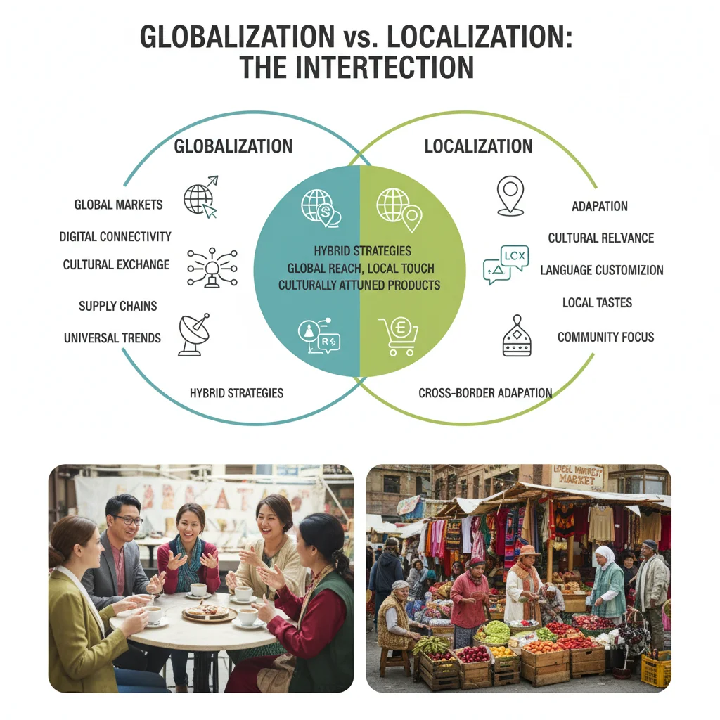 Infographic comparing globalization and localization strategies