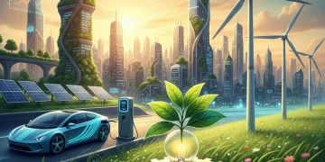Green Economy Boom: U.S. Business Trends & Investment Opportunities 2026 Illustration of green economy components: solar, wind, EV charging, sustainable energy, and innovative growth.