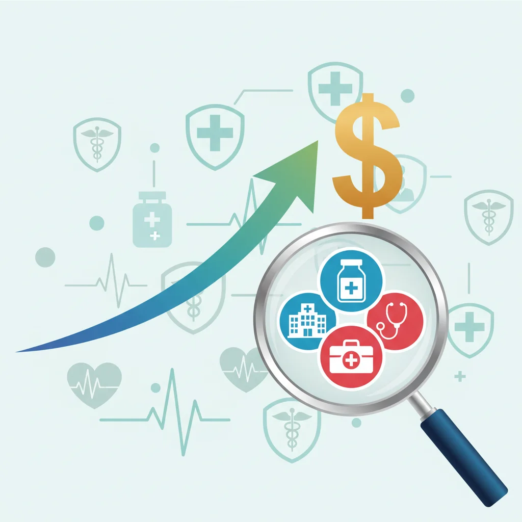 Visual representation of rising healthcare costs and benefit analysis