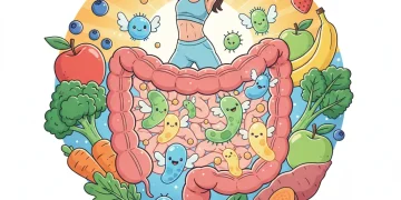 3-Month Gut Health Blueprint: Optimize for Peak Performance in 2026 Illustration of a healthy gut microbiome with diverse, beneficial bacteria, fresh produce, and a person feeling energetic, representing optimized gut health and peak performance.