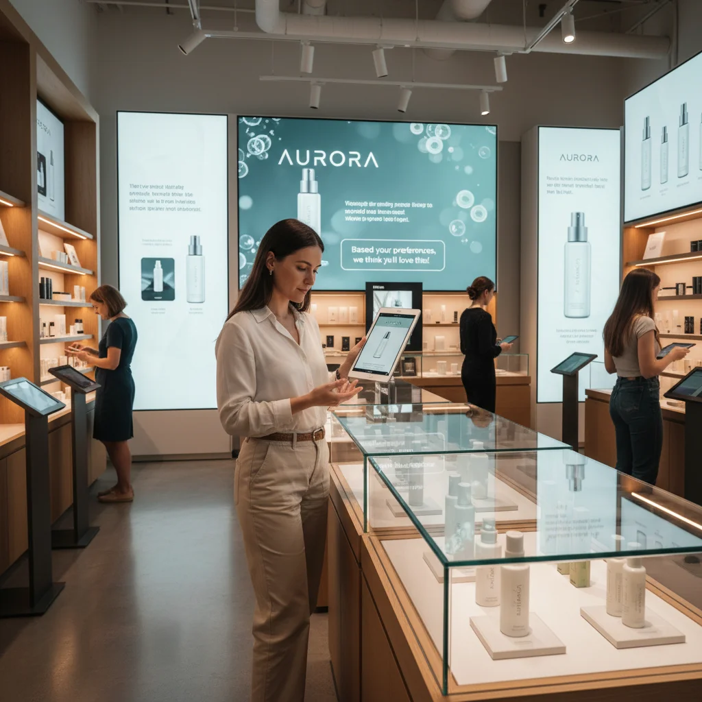 Omnichannel retail experience with integrated online and in-store personalization.