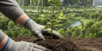 Sustainable Business Practices: 5 U.S. Companies Leading the Way in 2026 and Achieving 8% Cost Savings Hands planting a tree, symbolizing corporate reforestation and environmental stewardship.