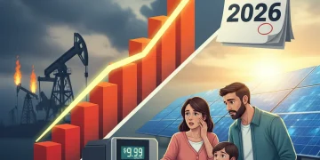 Global Energy Prices 2026: Impact on US Consumers & Oil Trends Rising global energy prices impacting US consumers in 2026, with oil and gas infrastructure.