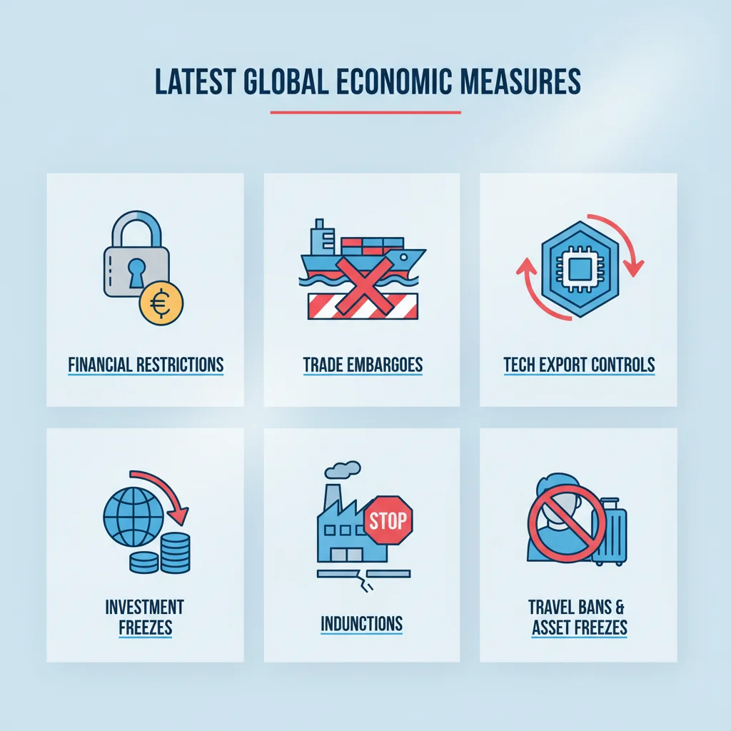 Infographic detailing six economic measures in U.S. sanctions policy 2026