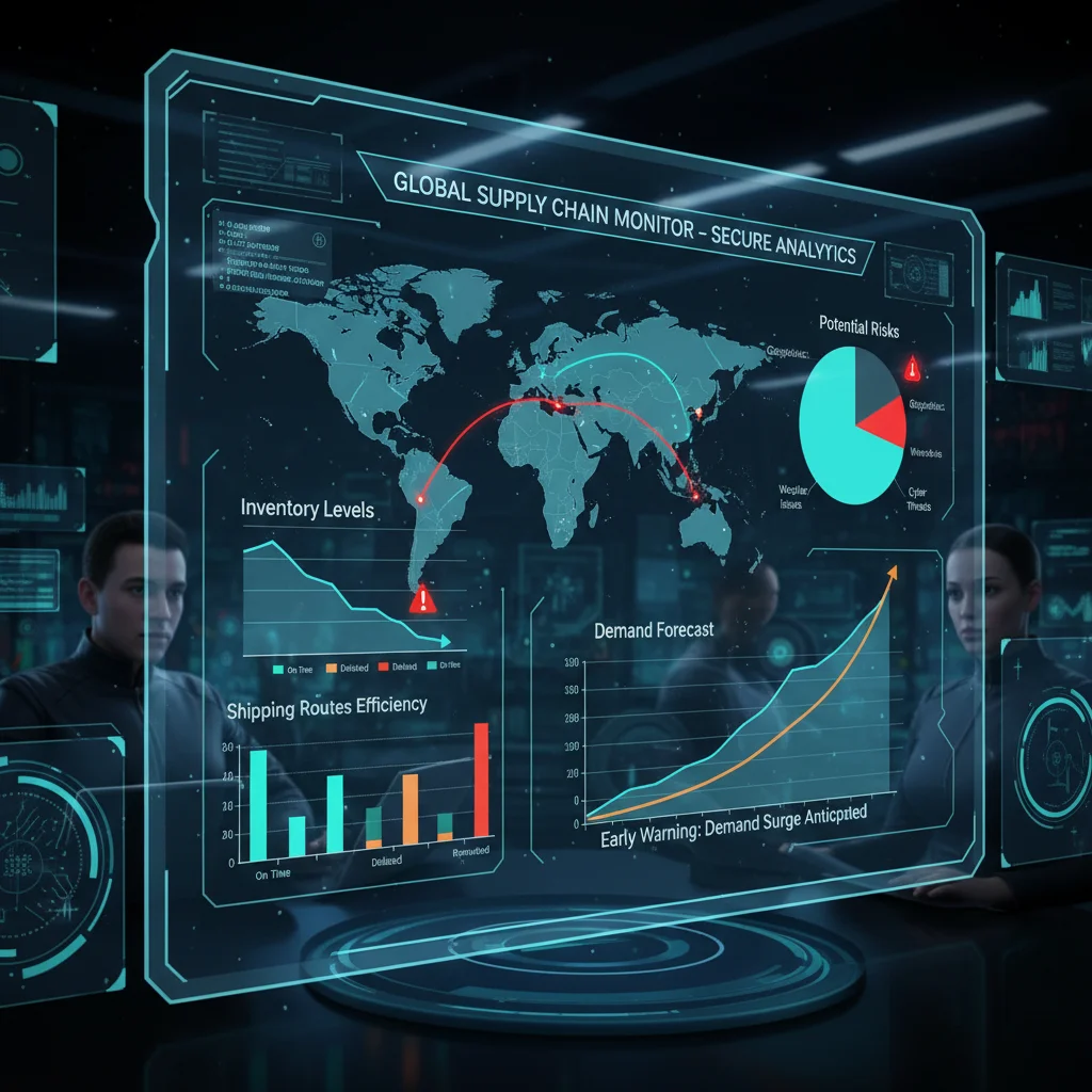 Digital dashboard with real-time supply chain data analytics and risk assessment