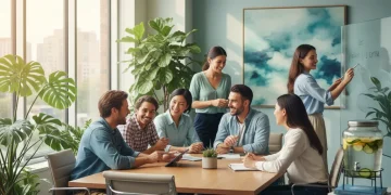 Elevate Workplace Mental Health: 6 Steps for U.S. Employees in 2026 Diverse employees collaborating positively in a modern, mentally healthy office.