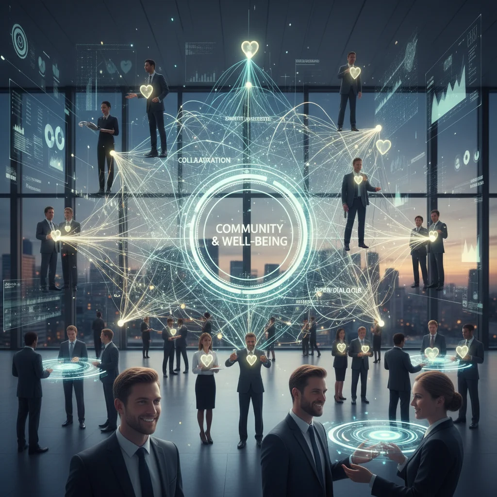 Interconnected network symbolizing strong workplace social support and communication.