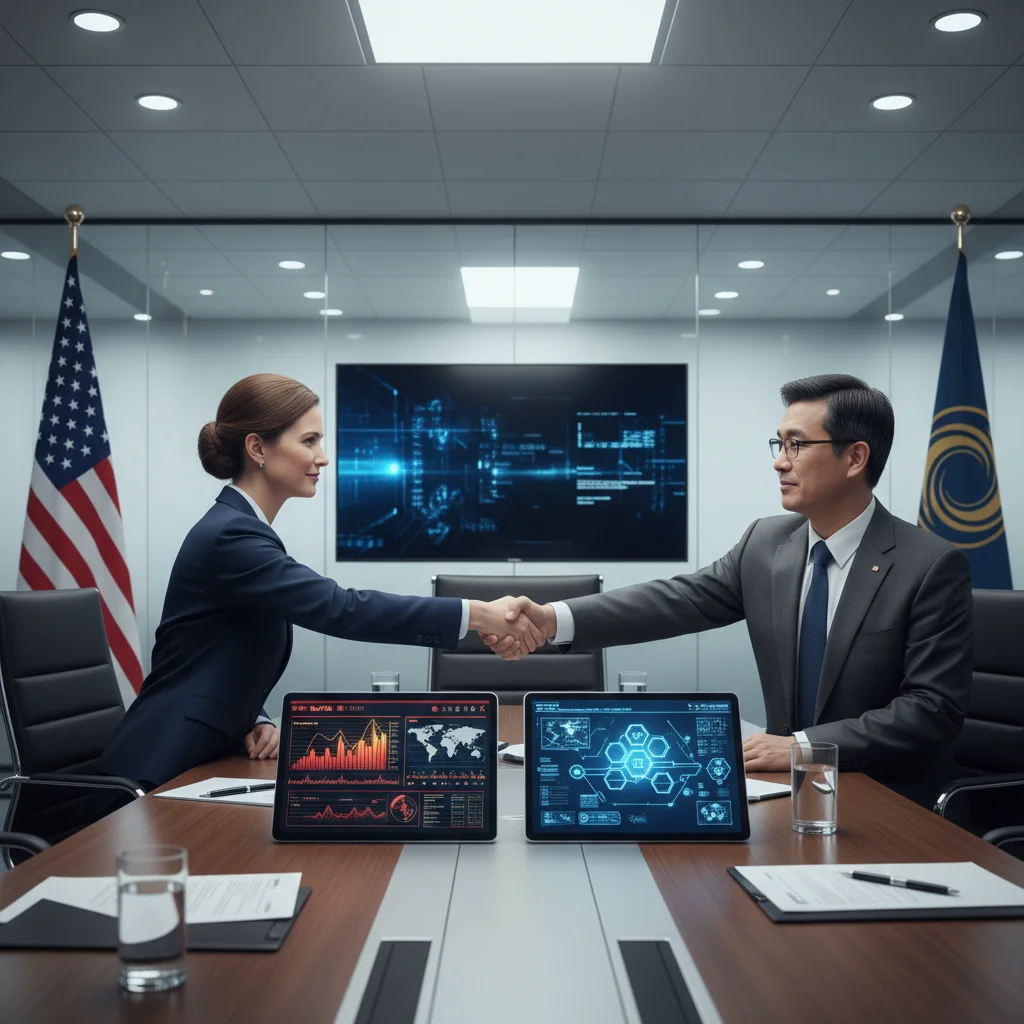 US and allied diplomats discussing cybersecurity and technological cooperation