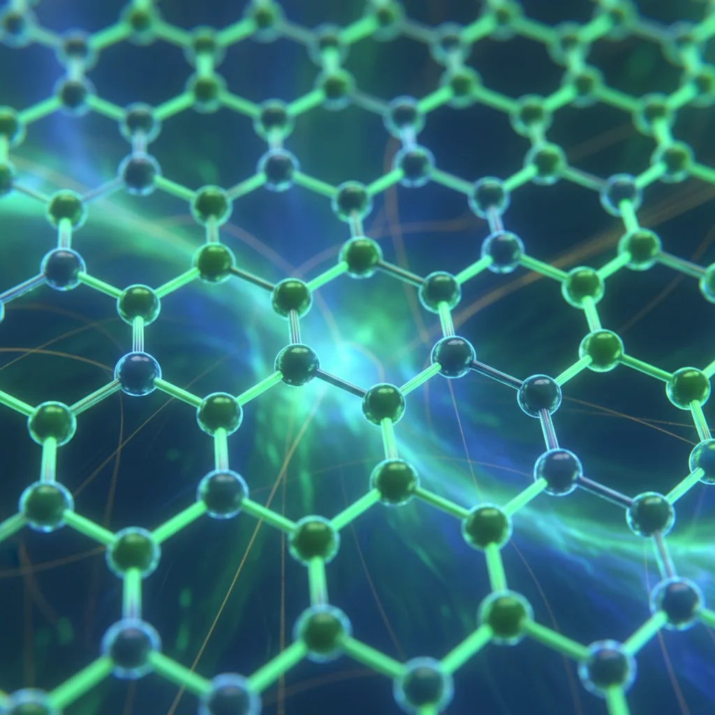 Microscopic view of graphene's hexagonal atomic structure