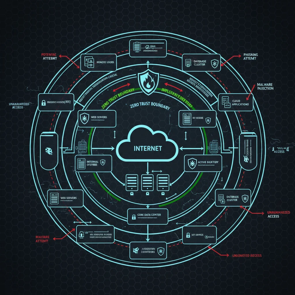 Intricate network architecture illustrating zero trust and effective network segmentation