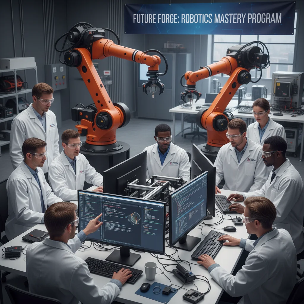 Professionals learning robotics and automation skills