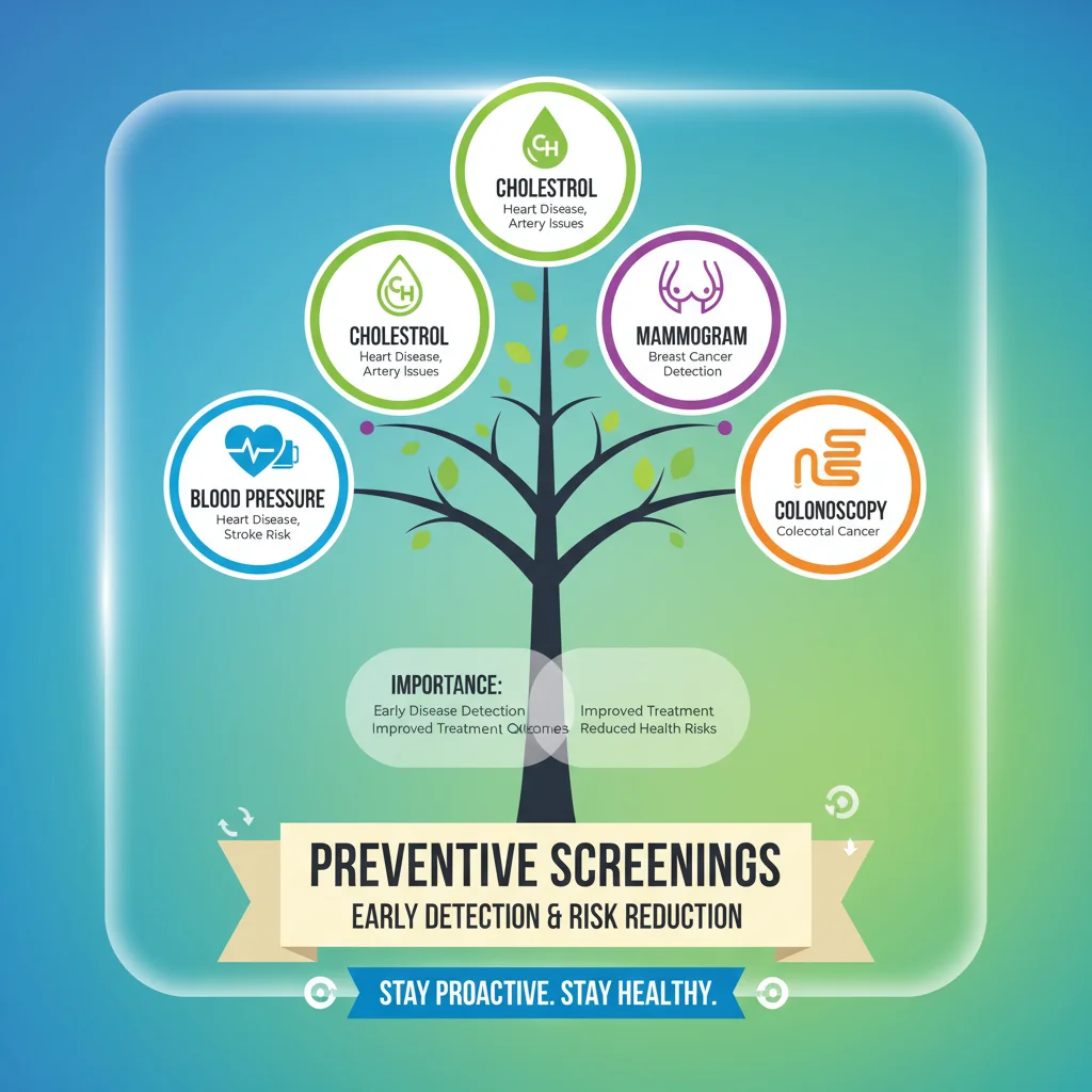 Infographic showing essential preventive screenings for early disease detection