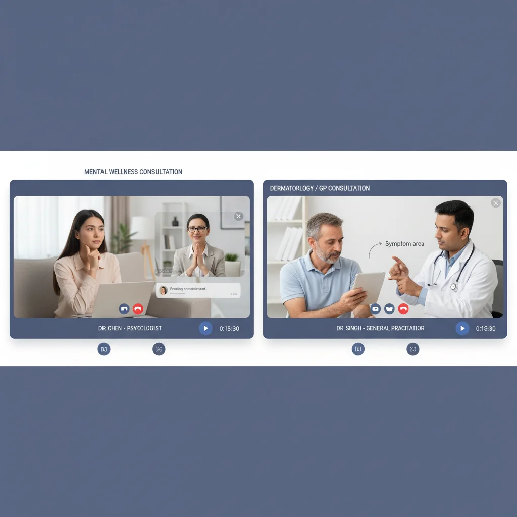 Versatile telehealth consultations for mental and physical health needs.