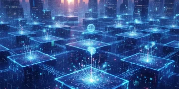 Futuristic cloud computing infrastructure with AI integration