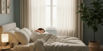 Peaceful bedroom setting with a person sleeping soundly